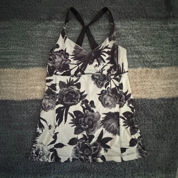 Lululemon Push Ur Limits Tank Brisk Bloom Black White / Black - Picture 1 of 5